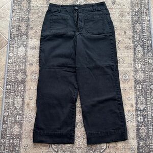 Black Wide-Leg Cropped Pants